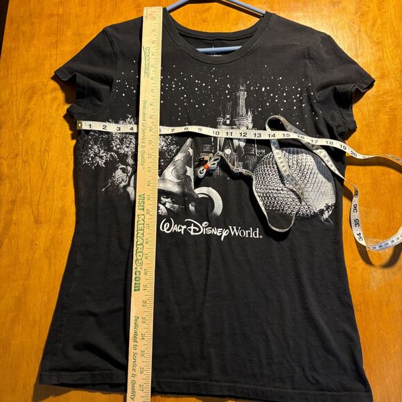 WALT DISNEY WORLD Silver Castle Black Cap Sleeve Womens Juniors T-Shirt Top XXL - Picture 4 of 5